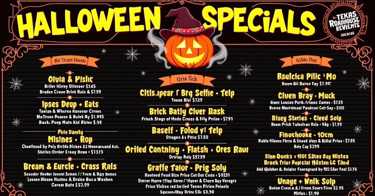 Texas Roadhouse Halloween Specials Menu with Prices 2025